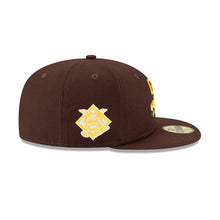 Load image into Gallery viewer, San Diego Padres New Era MLB 59FIFTY 5950 Fitted Cap Hat Dark Brown Crown/Visor Team Color Logo (Side Patch Bloom)