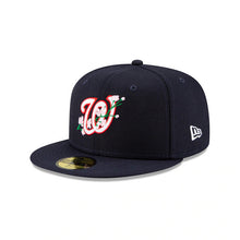 Load image into Gallery viewer, Washington Nationals New Era MLB 59FIFTY 5950 Fitted Cap Hat Navy Crown/Visor Team Color Logo (Side Patch Bloom)