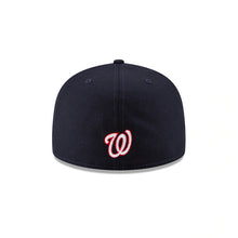 Load image into Gallery viewer, Washington Nationals New Era MLB 59FIFTY 5950 Fitted Cap Hat Navy Crown/Visor Team Color Logo (Side Patch Bloom)