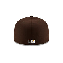 Load image into Gallery viewer, San Diego Padres New Era MLB 59FIFTY 5950 Fitted Cap Hat Dark Brown Crown/Visor Team Color Logo 2022 PostSeason Side Patch
