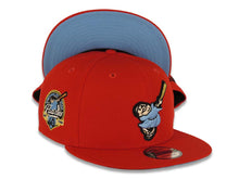 Load image into Gallery viewer, San Diego Padres New Era MLB 9FIFTY 950 Snapback Cap Hat Red Crown/Visor Sky Blue/Meallic Gold Swinging Friar Logo 40th Anniversary Side Patch