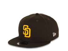 Load image into Gallery viewer, San Diego Padres New Era MLB 9FIFTY 950 Snapback Cap Hat Brown Crown/Visor Yellow Logo Swinging Friar Circle Side Patch Gray UV