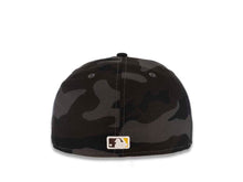 Load image into Gallery viewer, San Diego Padres New Era MLB 59FIFTY 5950 Fitted Cap Hat Black Camo Crown/Visor Yellow Logo Dark Brown UV