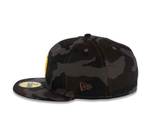 Load image into Gallery viewer, San Diego Padres New Era MLB 59FIFTY 5950 Fitted Cap Hat Black Camo Crown/Visor Yellow Logo Dark Brown UV