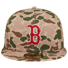 Load image into Gallery viewer, Boston Red Sox New Era MLB 59FIFTY 5950 Fitted Cap Hat Duck Camo Crown/Visor Team Color Logo 2004 World Series Side Patch Orange UV