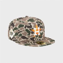 Load image into Gallery viewer, Houston Astros New Era MLB 59FIFTY 5950 Fitted Cap Hat Duck Camo Crown/Visor Team Color Logo 2017 World Series Side Patch Orange UV