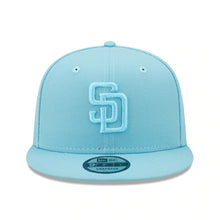 Load image into Gallery viewer, San Diego Padres New Era MLB 9FIFTY 950 Snapback Cap Hat Light Blue Crown/Visor Light Blue Logo Gray UV (Color Pack)