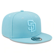 Load image into Gallery viewer, San Diego Padres New Era MLB 9FIFTY 950 Snapback Cap Hat Light Blue Crown/Visor Light Blue Logo Gray UV (Color Pack)
