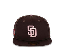 Load image into Gallery viewer, San Diego Padres New Era MLB 59FIFTY 5950 Fitted Cap Hat Dark Brown Crown/Visor Pink Logo 50th Anniversary Side Patch Pink UV