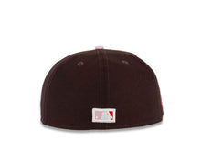 Load image into Gallery viewer, San Diego Padres New Era MLB 59FIFTY 5950 Fitted Cap Hat Dark Brown Crown/Visor Pink Logo 50th Anniversary Side Patch Pink UV