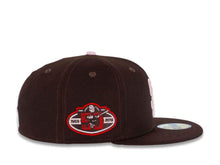 Load image into Gallery viewer, San Diego Padres New Era MLB 59FIFTY 5950 Fitted Cap Hat Dark Brown Crown/Visor Pink Logo 50th Anniversary Side Patch Pink UV