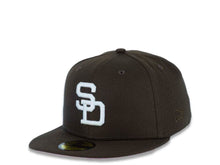 Load image into Gallery viewer, San Diego Padres New Era MLB 59FIFTY 5950 Fitted Cap Hat Brown Crown/Visor White Cooperstown Retro Logo 1978 All-Star Game Side Patch Pink UV