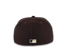 Load image into Gallery viewer, San Diego Padres New Era MLB 59FIFTY 5950 Fitted Cap Hat Dark Brown Crown/Visor Yellow Logo Stadium Side Patch Yellow UV