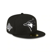 Load image into Gallery viewer, Toronto Blue Jays New Era MLB 59FIFTY 5950 Fitted Cap Hat Black Crown/Visor Black/White Logo 1993 World Series Side Patch Gray UV