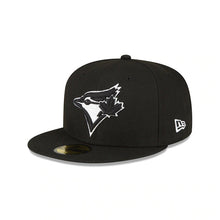 Load image into Gallery viewer, Toronto Blue Jays New Era MLB 59FIFTY 5950 Fitted Cap Hat Black Crown/Visor Black/White Logo 1993 World Series Side Patch Gray UV