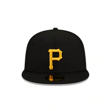 Load image into Gallery viewer, Pittsburgh Pirates New Era MLB 59FIFTY 5950 Fitted Cap Hat Black Crown/Visor Yellow Logo 1959 All-Star Game Side Patch Gray UV