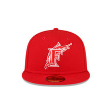 Load image into Gallery viewer, Florida Marlins New Era MLB 59FIFTY 5950 Fitted Cap Hat Red Crown/Visor White Logo 1997 World Series Side Patch Gray UV