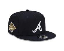 Load image into Gallery viewer, Atlanta Braves New Era MLB 9FIFTY 950 Snapback Cap Hat Dark Navy Crown/Visor White Logo 1995 World Series Side Patch Gray UV