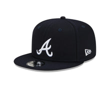 Load image into Gallery viewer, Atlanta Braves New Era MLB 9FIFTY 950 Snapback Cap Hat Dark Navy Crown/Visor White Logo 1995 World Series Side Patch Gray UV