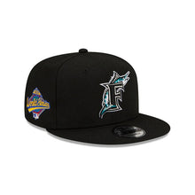 Load image into Gallery viewer, Florida Marlins New Era MLB 9FIFTY 950 Snapback Cap Hat Black Crown/Visor Team Color Logo 1997 World Series Side Patch Gray UV