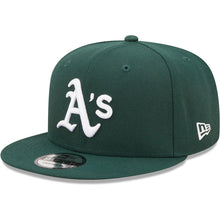 Load image into Gallery viewer, Oakland Athletics New Era MLB 9FIFTY 950 Snapback Cap Hat Dark Green Crown/Visor White Logo 1989 World Series Side Patch Gray UV