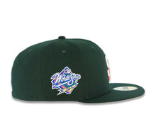 Load image into Gallery viewer, San Diego Padres New Era MLB 59FIFTY 5950 Fitted Cap Hat Dark Green Crown/Visor White/Pink Glow Logo 1998 World Series Side Patch Pink UV