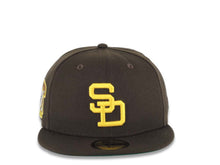 Load image into Gallery viewer, San Diego Padres New Era MLB 59FIFTY 5950 Fitted Cap Hat Brown Crown/Visor Yellow Logo Stadium Side Patch Green UV