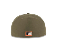 Load image into Gallery viewer, San Diego Padres New Era MLB 59FIFTY 5950 Fitted Cap Hat Olive Crown/Visor Black Logo Stadium Side Patch Neon Orange UV
