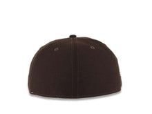 Load image into Gallery viewer, San Diego Padres New Era MLB 59FIFTY 5950 Fitted Cap Hat Dark Brown Crown/Visor Dark Brown/Yellow Swinging Friar Logo Stadium Side Patch Green UV