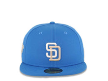 Load image into Gallery viewer, San Diego Padres New Era MLB 59FIFTY 5950 Fitted Cap Hat Cardinal Blue Crown/Visor White/Stone Logo 1998 World Series Side Patch Stone UV