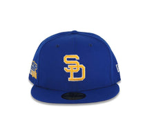 Load image into Gallery viewer, San Diego Padres New Era MLB 59FIFTY 5950 Fitted Cap Hat Royal Blue Crown/Visor Yellow/White Logo 1984 World Series Side Patch Yellow UV