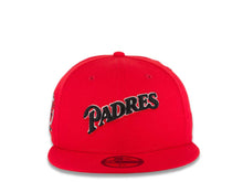 Load image into Gallery viewer, San Diego Padres New Era MLB 59FIFTY 5950 Fitted Cap Hat Red Crown/Visor Black/White Logo 25th Anniversary Side Patch Gray UV