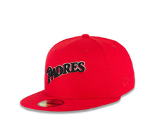 Load image into Gallery viewer, San Diego Padres New Era MLB 59FIFTY 5950 Fitted Cap Hat Red Crown/Visor Black/White Logo 25th Anniversary Side Patch Gray UV