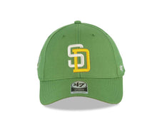 Load image into Gallery viewer, San Diego Padres '47 Brand  MLB MVP Adjustable Cap Hat Light Green Crown/Visor White/Yellow Logo 1998 World Series Side Patch Yellow UV