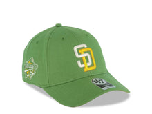 Load image into Gallery viewer, San Diego Padres '47 Brand  MLB MVP Adjustable Cap Hat Light Green Crown/Visor White/Yellow Logo 1998 World Series Side Patch Yellow UV