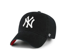 Load image into Gallery viewer, New York Yankees '47 MLB Clean Up Adjustable Cap Hat Black Crown/Visor White Logo Red UV