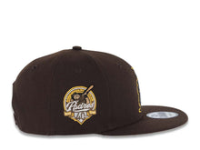 Load image into Gallery viewer, San Diego Padres New Era MLB 9FIFTY 950 Snapback Cap Hat Dark Brown Crown/Visor Dark Brown/Light Brown Catching Friar Logo 40th Anniversary Side Patch