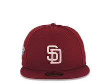 Load image into Gallery viewer, San Diego Padres New Era MLB 59FIFTY 5950 Fitted Cap Hat Cardinal Crown/Visor White Logo 1998 World Series Side Patch Pink UV