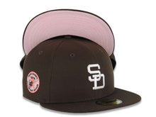 Load image into Gallery viewer, San Diego Padres New Era MLB 59FIFTY 5950 Fitted Cap Hat Brown Crown/Visor White Retro Cooperstown Logo 1978 All-Star Game Side Patch Pink UV