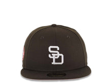 Load image into Gallery viewer, San Diego Padres New Era MLB 59FIFTY 5950 Fitted Cap Hat Brown Crown/Visor White Retro Cooperstown Logo 1978 All-Star Game Side Patch Pink UV