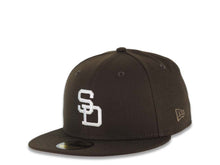 Load image into Gallery viewer, San Diego Padres New Era MLB 59FIFTY 5950 Fitted Cap Hat Brown Crown/Visor White Retro Cooperstown Logo 1978 All-Star Game Side Patch Pink UV