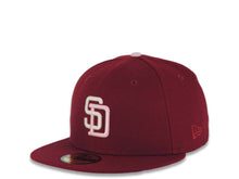 Load image into Gallery viewer, San Diego Padres New Era MLB 59FIFTY 5950 Fitted Cap Hat Cardinal Crown/Visor White/Pink Logo 1998 World Series Side Patch Pink UV