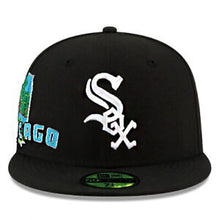 Load image into Gallery viewer, Chicago White Sox New Era MLB 59FIFTY 5950 Fitted Cap Hat Black Crown/Visor White Logo Gray UV (State View)