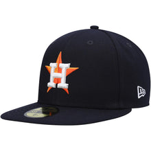 Load image into Gallery viewer, Houston Astros New Era MLB 59FIFTY 5950 Fitted Cap Hat Navy Blue Crown/Visor Team Color Logo Gray UV (State View)