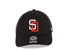 Load image into Gallery viewer, San Diego Padres '47 Brand  MLB MVP Adjustable Cap Hat Black Crown/Visor White/Red Logo 1992 All-Star Game Side Patch Red UV