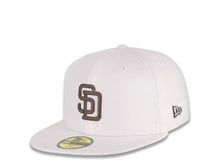 Load image into Gallery viewer, San Diego Padres New Era MLB 59FIFTY 5950 Fitted Cap Hat White Crown/Visor Brown Logo Stadium Side Patch Gray UV