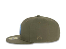 Load image into Gallery viewer, San Diego Padres New Era MLB 59FIFTY 5950 Fitted Cap Hat Olive Green Crown/Visor Sky Blue Logo Go Padres Side Patch Sky Blue UV