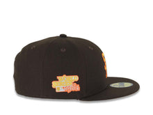 Load image into Gallery viewer, San Diego Padres New Era MLB 59FIFTY 5950 Fitted Cap Hat Brown Crown/Visor Yellow/Orange Logo 1984 World Series Side Patch Yellow UV