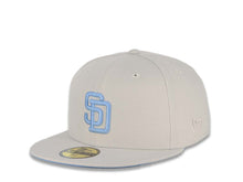 Load image into Gallery viewer, San Diego Padres New Era MLB 59FIFTY 5950 Fitted Cap Hat Stone Crown/Visor Sky Blue Logo 1969 Go Padres Established Side Patch Sky Blue Visor