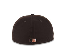 Load image into Gallery viewer, San Diego Padres New Era MLB 59FIFTY 5950 Fitted Cap Hat Dark Brown Crown/Visor Khaki/Metallic Brown Swinging Friar Logo 40th Anniversary Side Patch